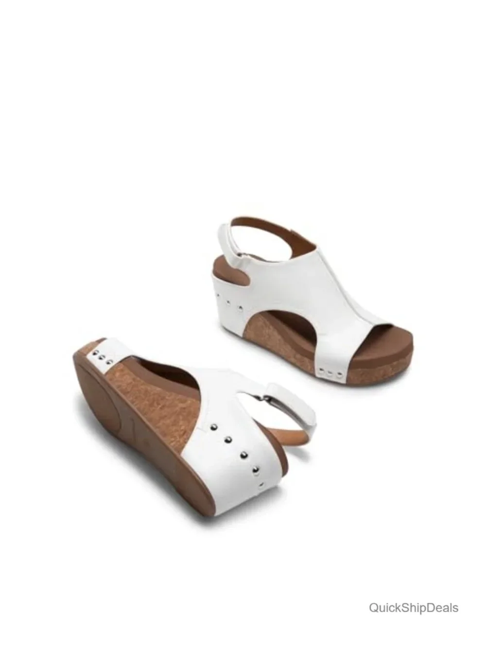 Comfortable Wedge Sandals, Peep-Toe Platform Synthetic Leather with Cushioned